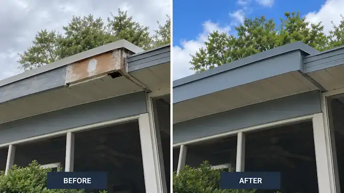 Before and after comparison of damaged fascia and completed fascia repair